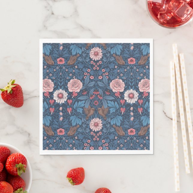 Serviette En Papier Jardin sauvage en bleu (En situation)