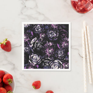 Serviette En Papier Jardin Sombre Fleurs Violettes Ensorcelantes Soiré