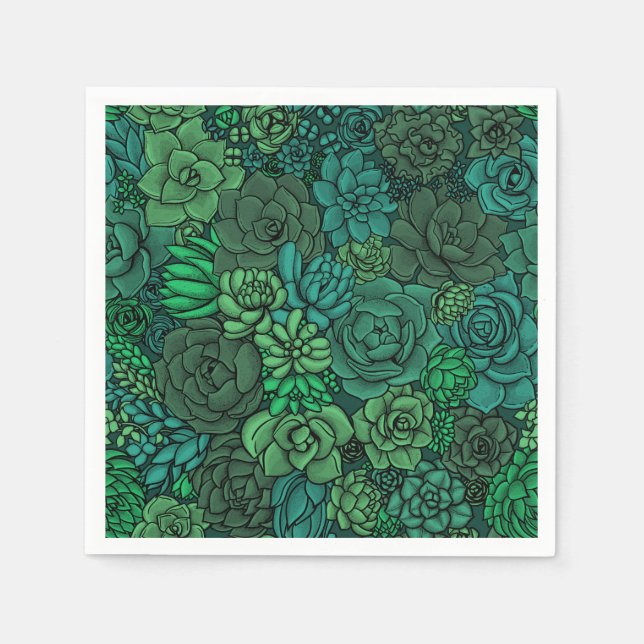 Serviette En Papier Jardin succulent en vert (Devant)