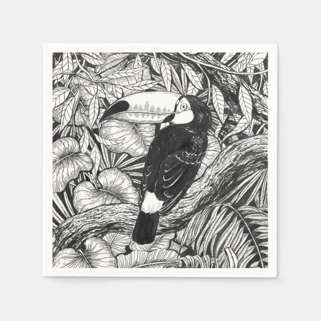 Serviette En Papier Jardin tropical toucan (Devant)