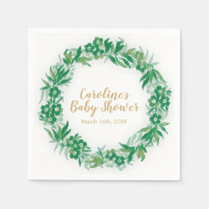 Serviette En Papier Jardin Verdure Baby shower Napkin vert et or