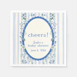 Serviette En Papier Jardin Vintage bleu Baby shower fleuri