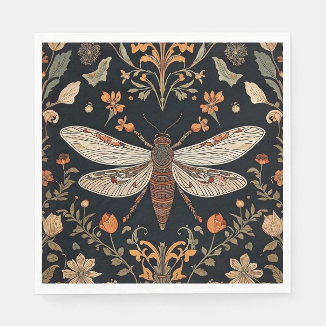 Serviette En Papier Jardin vintage de lucioles (Devant)