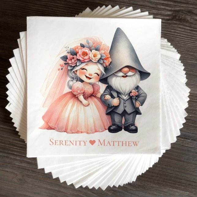 Serviette En Papier Jardin Whimsical Gnome Bois Orange Mariage (Créateur téléchargé)