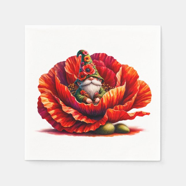 Serviette En Papier Jardin Whimsical Watercolor Gnome (Devant)