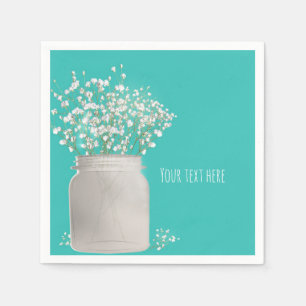 Serviette En Papier Jarre Mason de douche de mariage turquoise et souf