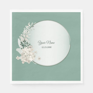 Serviette En Papier Jasmine Floral Vert Géométrique Mariage Fête