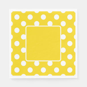 Serviette En Papier Jaune avec pois blancs