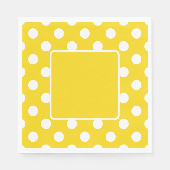Serviette En Papier Jaune avec pois blancs (Devant)