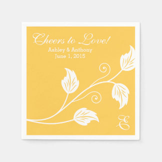 Serviette En Papier Jaune blanc encourage à aimer Mariage personnalisé