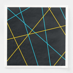 Serviette En Papier Jaune, Bleu, cool, tendance, urbain, lignes modern