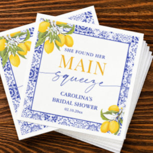 Serviette En Papier Jaune Bleu Mariage de la Pincee de la Mariée Citro
