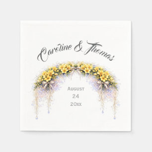 Serviette En Papier Jaune Canari Freesia Florale Romantique Mariage