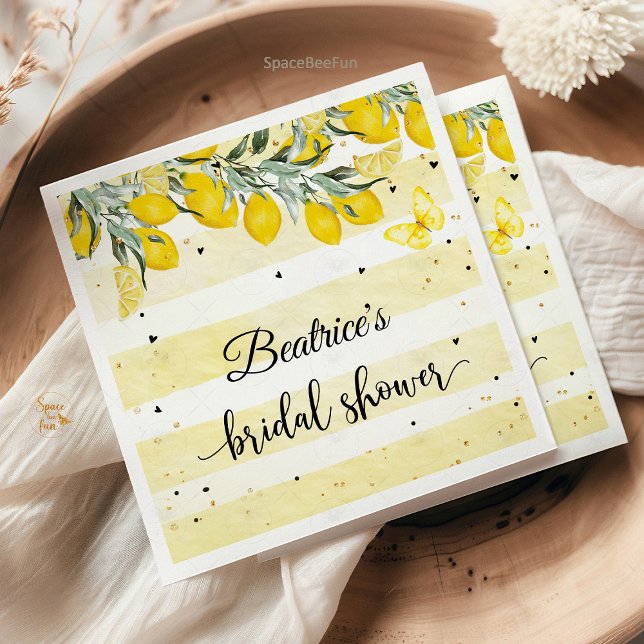 Serviette en papier jaune citron pour enterrement  (Lemon bridal shower napkins, citrus-themed bridal shower, lemon party decor, summer bridal shower na)