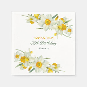 Serviette En Papier Jaune Daffodique Blanc Rustique Floral Anniversair