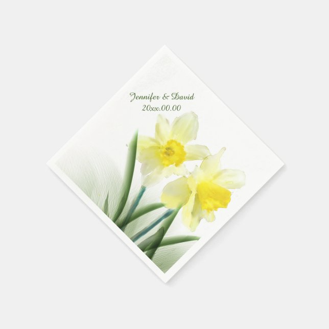 Serviette En Papier Jaune Daffodiques de printemps sur mesure serviett (Coin)