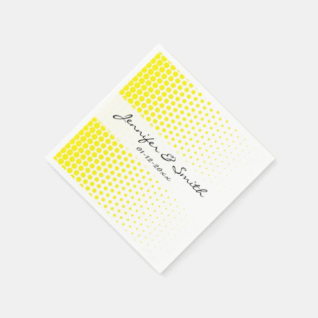 Serviette En Papier Jaune de cadmium pois moderne blanc (Coin)