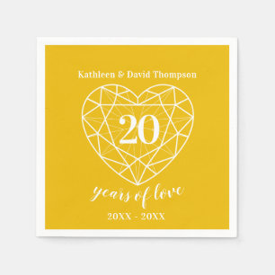 Serviette En Papier Jaune diamant anniversaire 20 ans amour serviettes