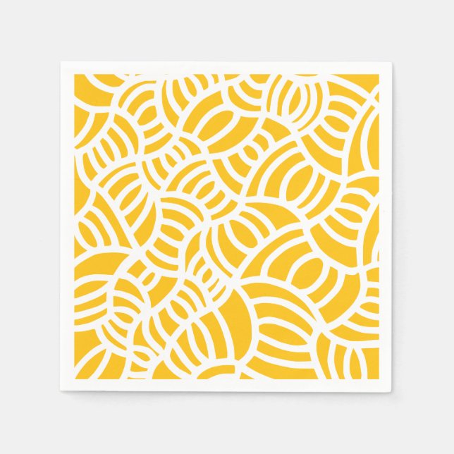 Serviette En Papier Jaune et blanc Doodle (Devant)