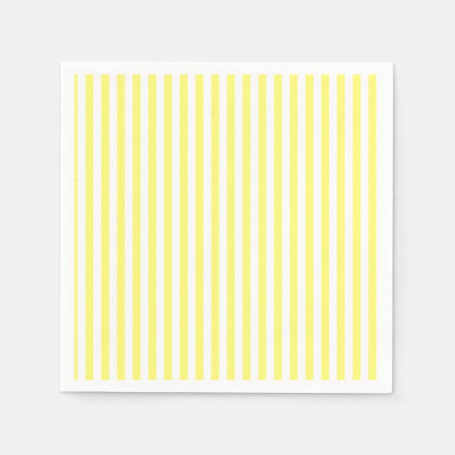 Serviette En Papier Jaune et blanc rayé personnalisé (Devant)