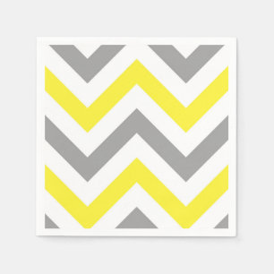 Serviette En Papier Jaune, Gris Dk What Grand Motif Chevron ZigZag