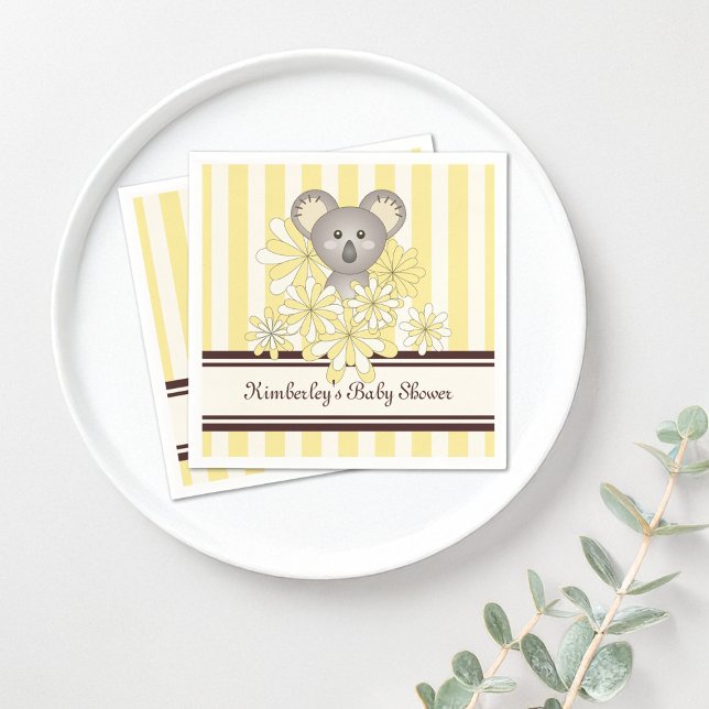 Serviette En Papier Jaune Koala Anniversaire / Baby shower neutre pour (Créateur téléchargé)