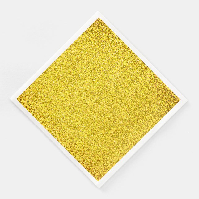 Serviette En Papier Jaune Paillettes Or Étincelle Mariages Anniversair (Coin)