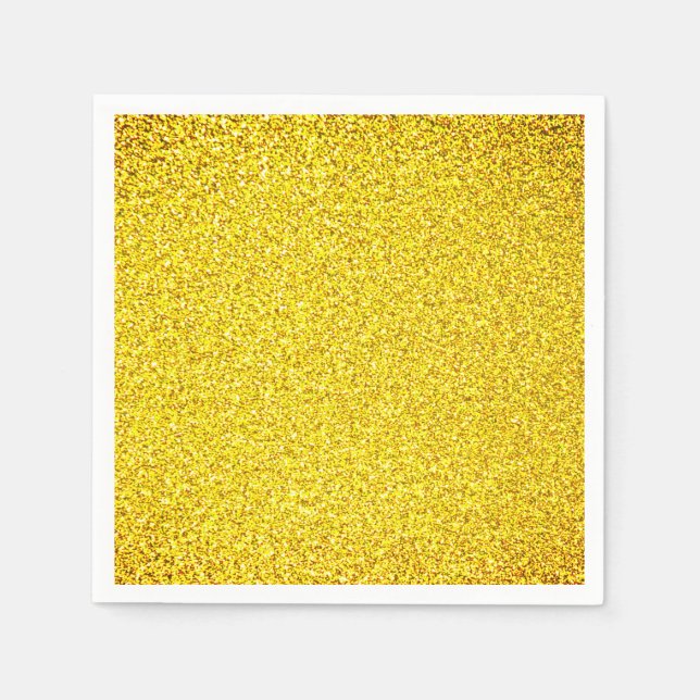 Serviette En Papier Jaune Paillettes Or Mariages Anniversaires (Devant)