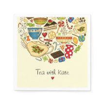 Serviette en papier jaune personnalisée Thé & Trai