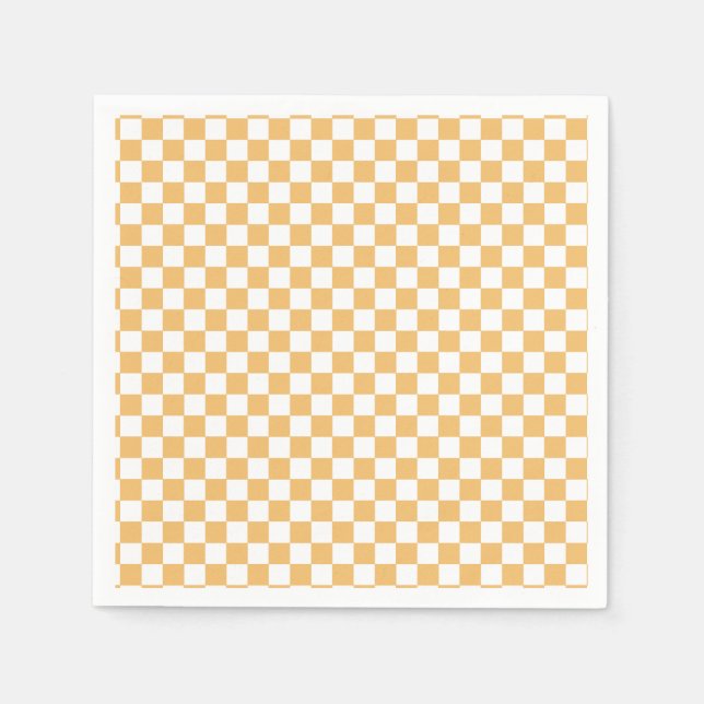 Serviette En Papier Jaune Retro Checker anniversaire (Devant)