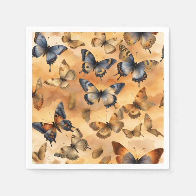 Serviette En Papier Jaune, sable jaune, ocre, bleu, bleu, bleu, bleu,  (Devant)