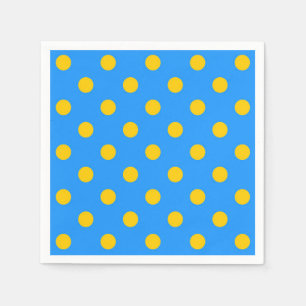 Serviette En Papier Jaune Sur Bleu Pois Design Motif