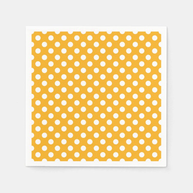 Serviette En Papier Jaune Tournesol Clair et Points Blancs (Devant)
