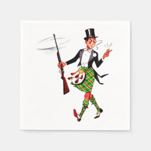 Serviette En Papier jaunty Scotsman avec fusil