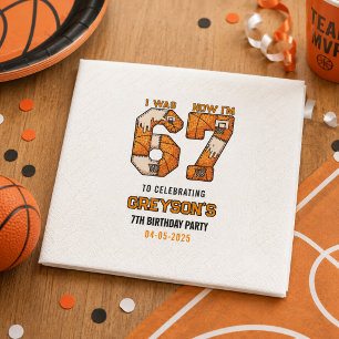 Serviette En Papier J'avais 6 ans maintenant j'ai 7 ans Basket-ball –