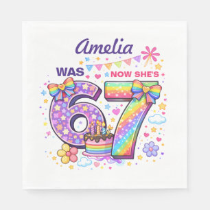 Serviette En Papier J'avais 6 ans maintenant j'ai 7 ans Filles 7e anni