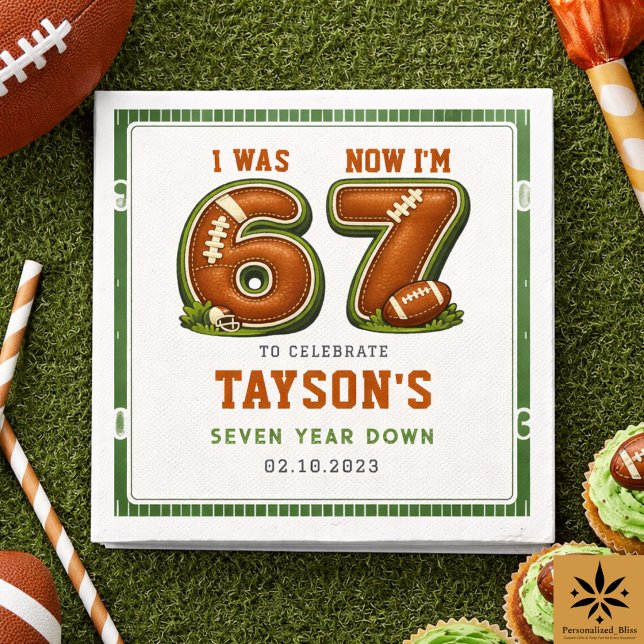 Serviette En Papier J'avais 6 ans, maintenant j'ai 7 ans – Football Am (I Was 6, Now I’m 7 – Football America 7th Birthday Napkins
)