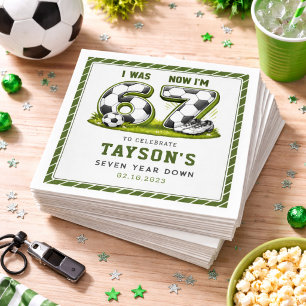Serviette En Papier J'avais 6 ans, maintenant j'ai 7 ans Football Anni