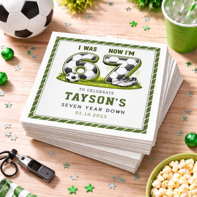 Serviette En Papier J'avais 6 ans, maintenant j'ai 7 ans Football Anni (I Was 6, Now I’m 7 Soccer Birthday – All-Star Part Paper Napkins)