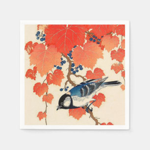 Serviette En Papier Jay Bird japonais vintage et Grapevine d'automne