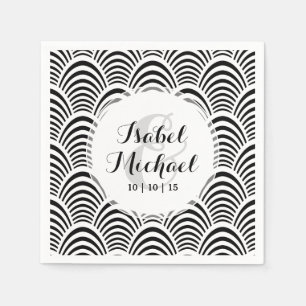 Serviette En Papier Jazz Age Art Déco Elégance Noir et Blanc