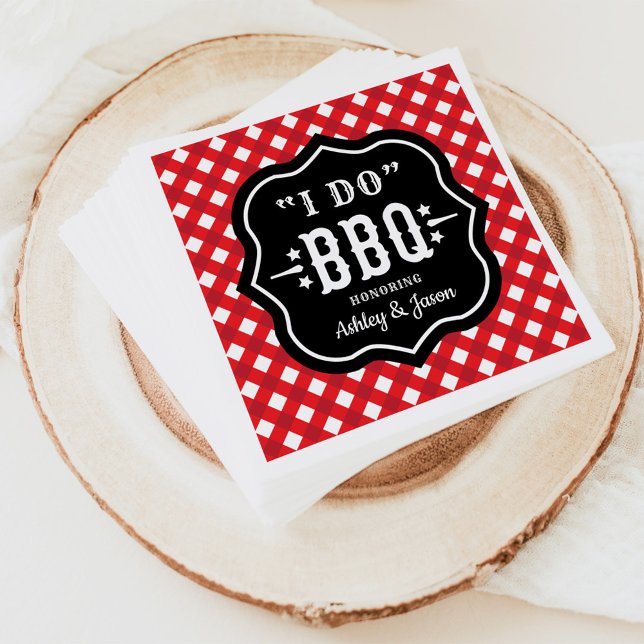 Serviette En Papier Je fais BBQ Red En vichy mariage personnalisé (Créateur téléchargé)