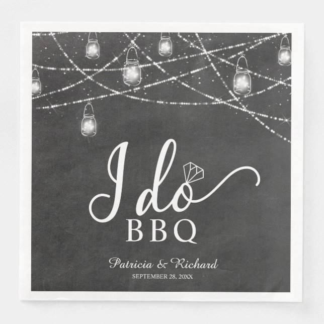 Serviette En Papier Je fais BBQ Rustic Engagement Party Chalk (Devant)