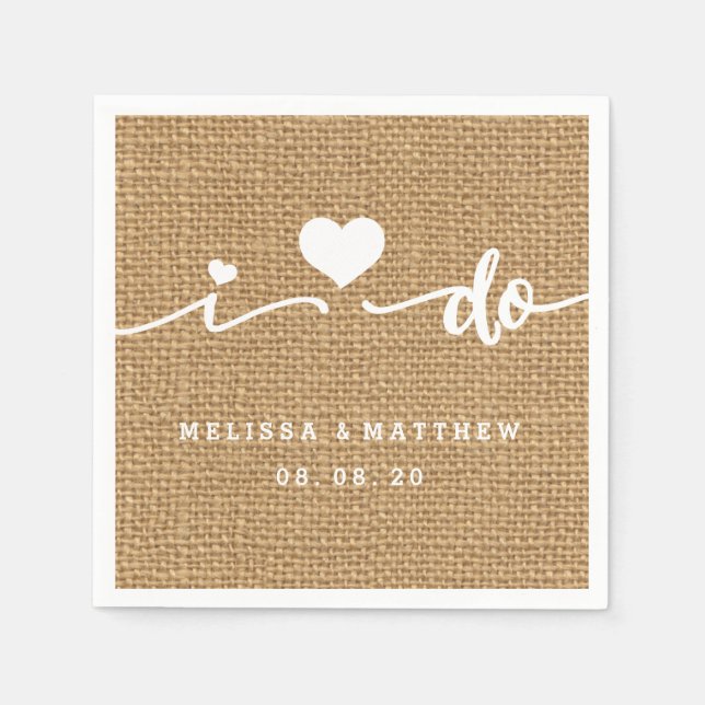 Serviette En Papier Je fais Burlap Rustic Mariage Papier Napkin (Devant)