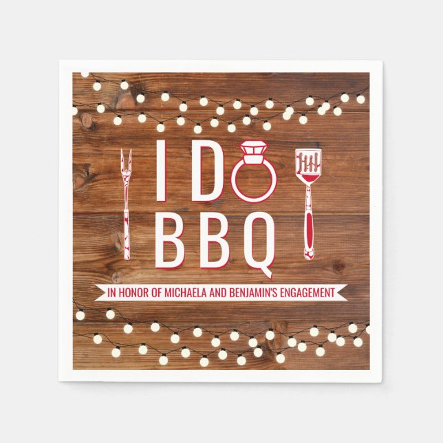 Serviette En Papier Je fais du BBQ Fête de fiançailles rustique Couple (Devant)