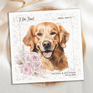 Serviette En Papier Je fais trop Golden Retriever rose Floral Mariage