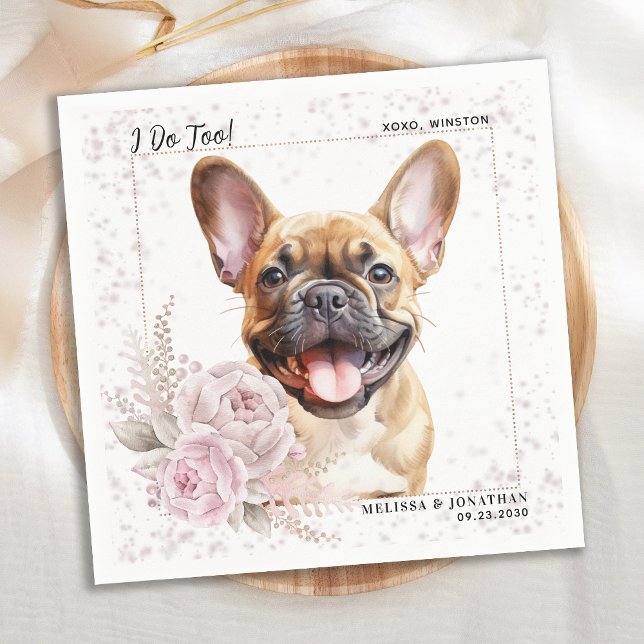 Serviette En Papier Je fais trop Mariage de Chien rose Fleur Français  (Créateur téléchargé)