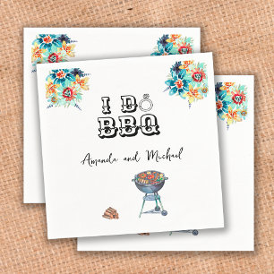 Serviette En Papier Je fais un BBQ Fleurs fête de fiançailles Couple S