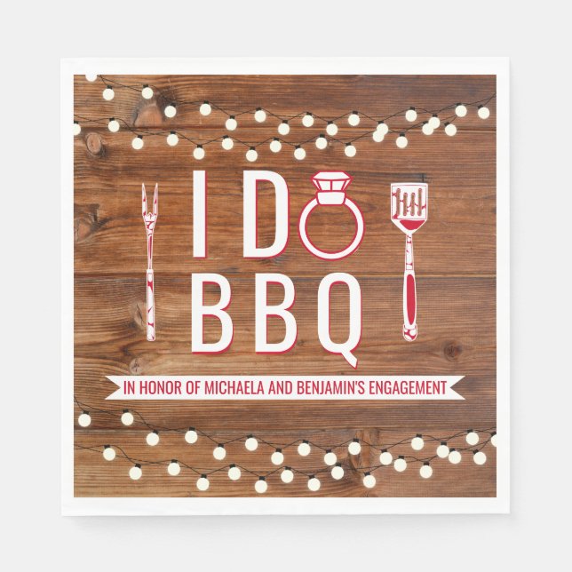Serviette En Papier Je fais un BBQ Rustique Fête de Fiançailles pour l (Devant)