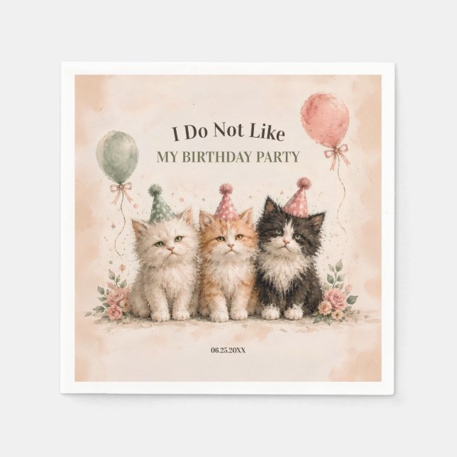 Serviette En Papier Je n'aime pas ma fête d'anniversaire (Devant)